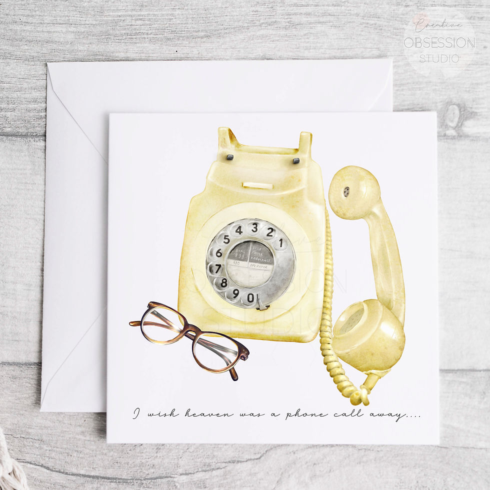 Thumbnail: Phone Call To Heaven Sympathy Card Condolences Card