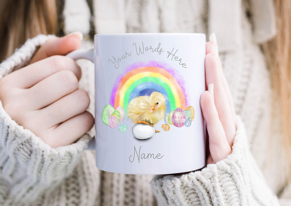 Thumbnail: Puddle Duck Bright Rainbow Mug - Any Name Any Wording
