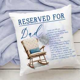 Heaven Message Chair Cushion Reserved Chair For That Special Person In Heaven Luxury Cushion. Available in Pink or Blue and there are 4 types of chair to choose from in this memorial gift.