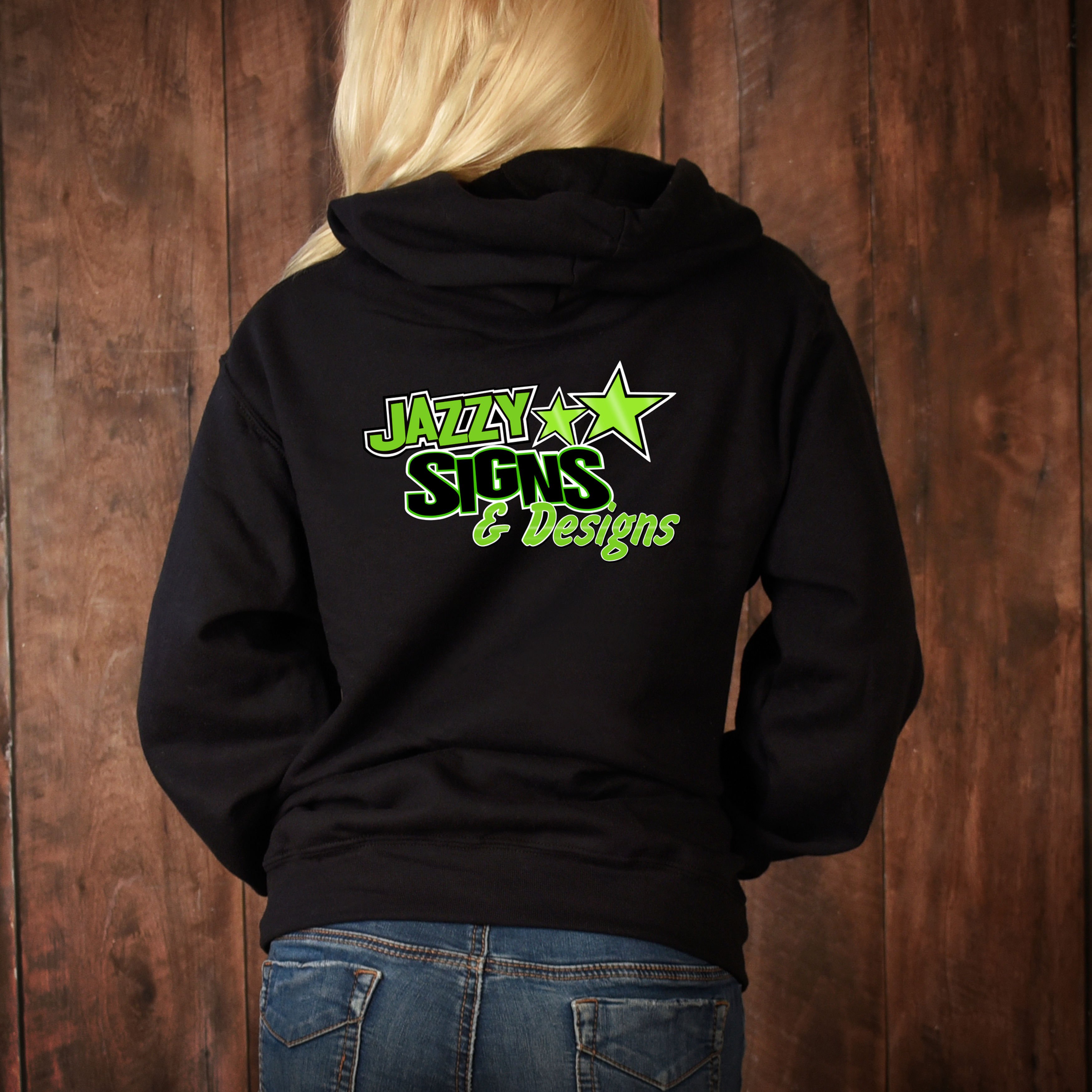(Design Name) Ladies Black or White Hoodie