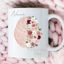 Floral Brain Illustration White Mug. Perfect gift that can have soon many meanings from mental health, well being and neurological conditions. Exclusive artwork only available in a handful of stores worldwide.