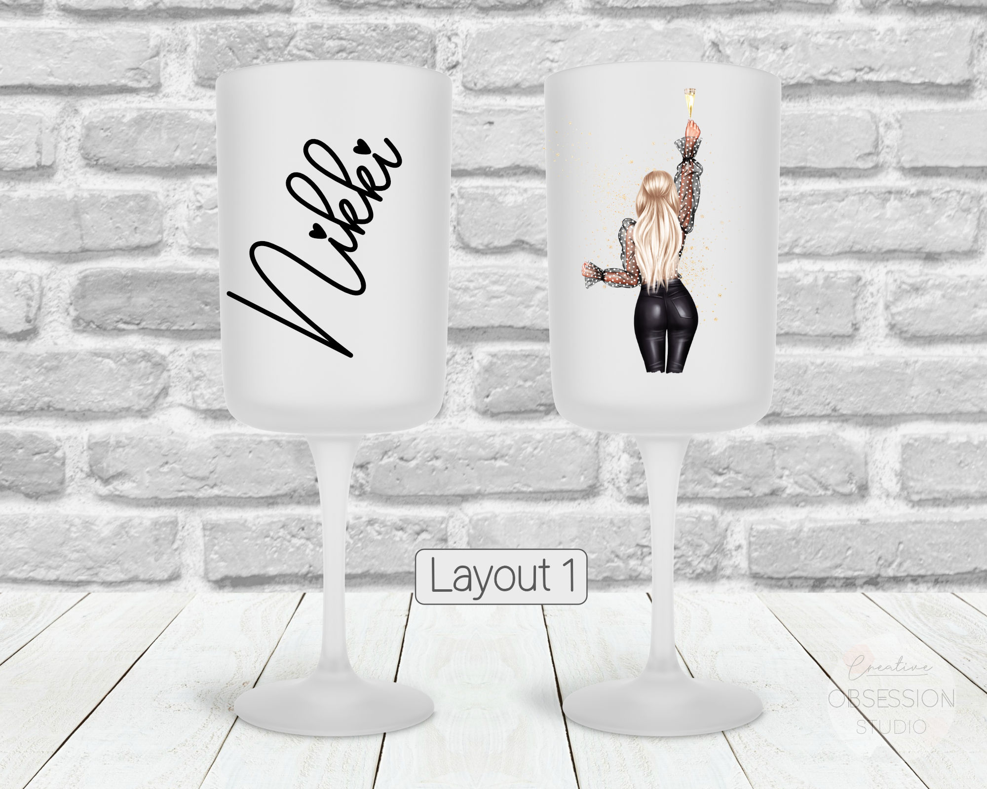 Best Friend Personalised Character Frosted Wine Glass