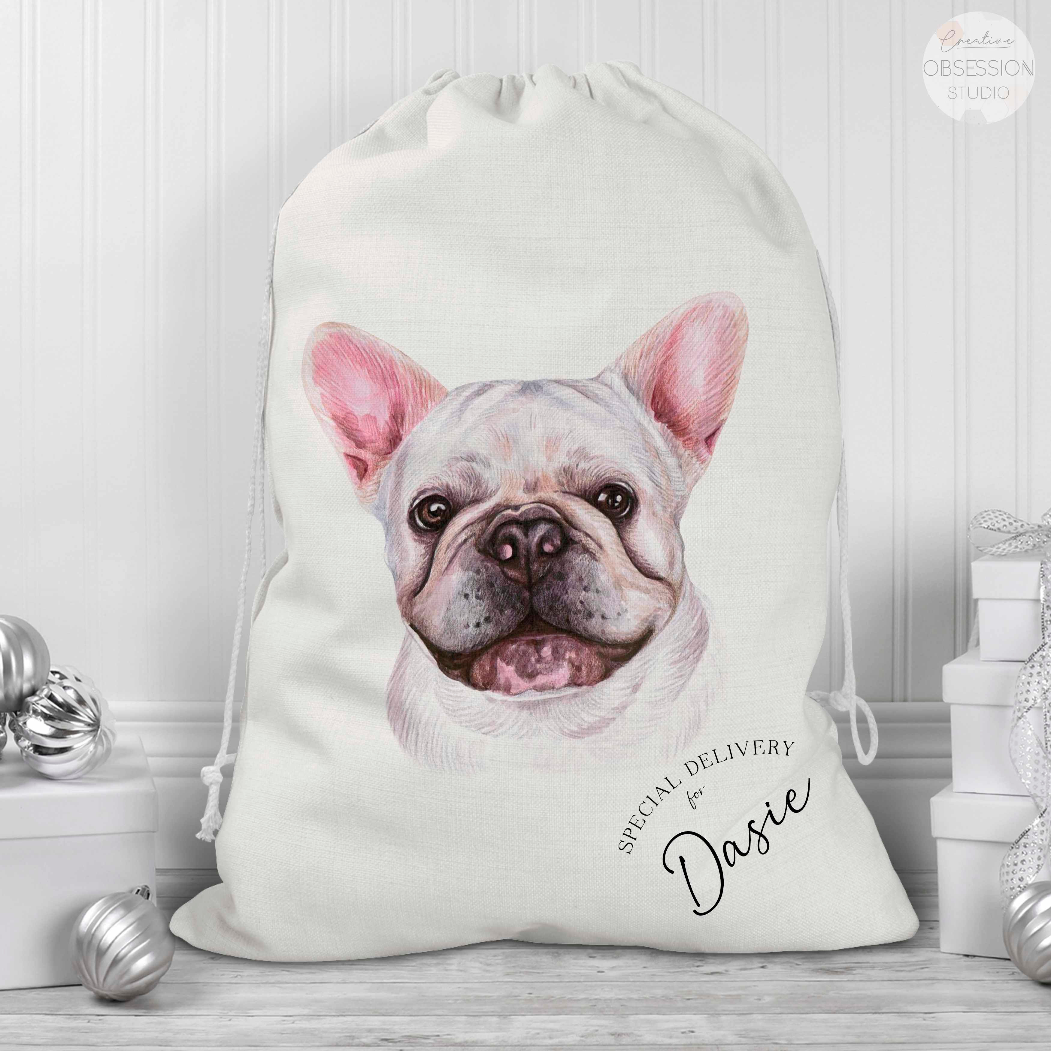 French Bull Dog - Frenchie Lover Reusable Santa Sack Special Delivery
