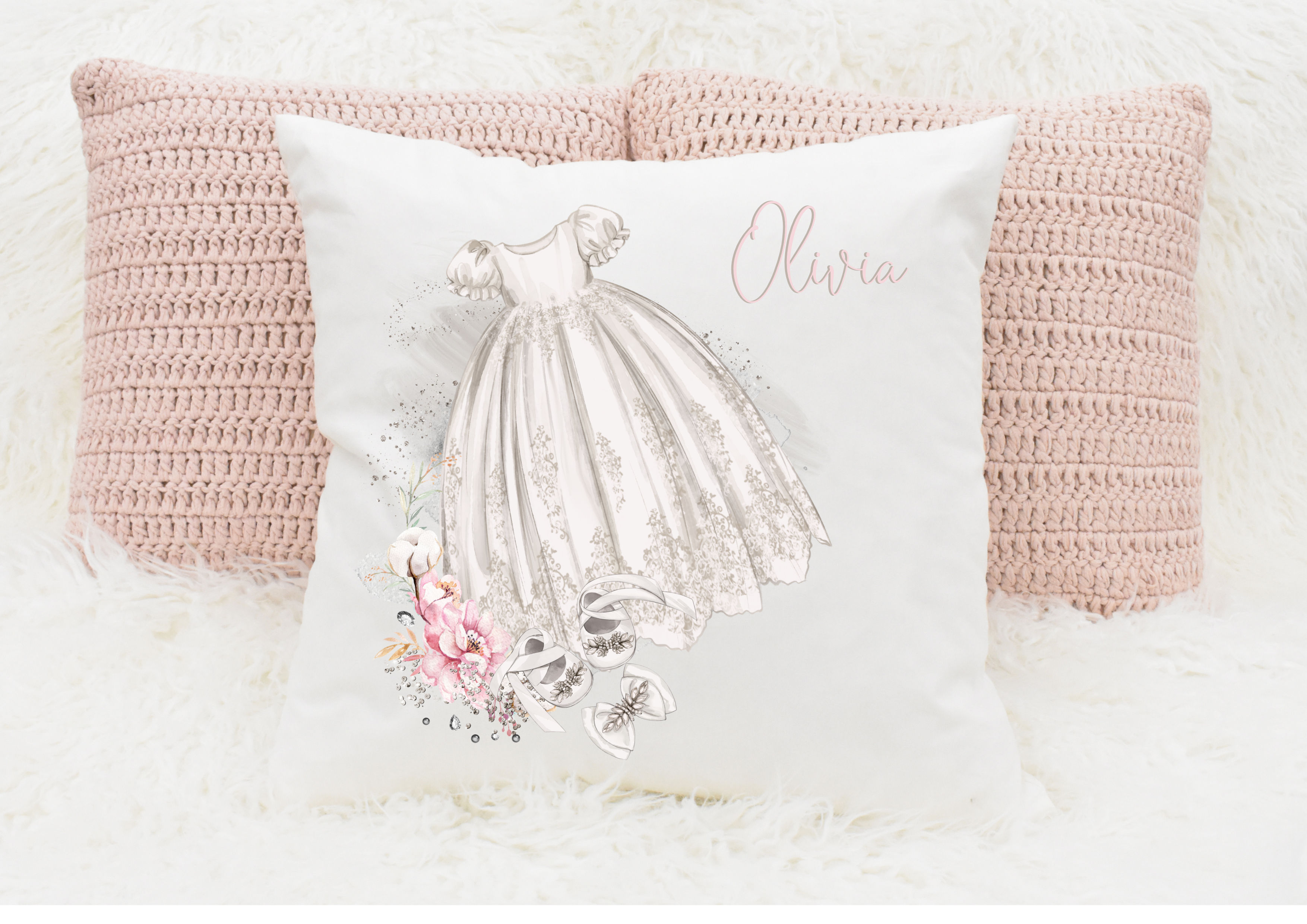Girl Christening Dress - Cushion