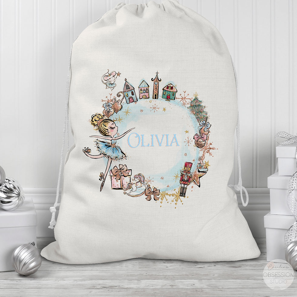 Thumbnail: Nutcracker Ballerina Reusable Large Santa Sack (Pink or Blue)
