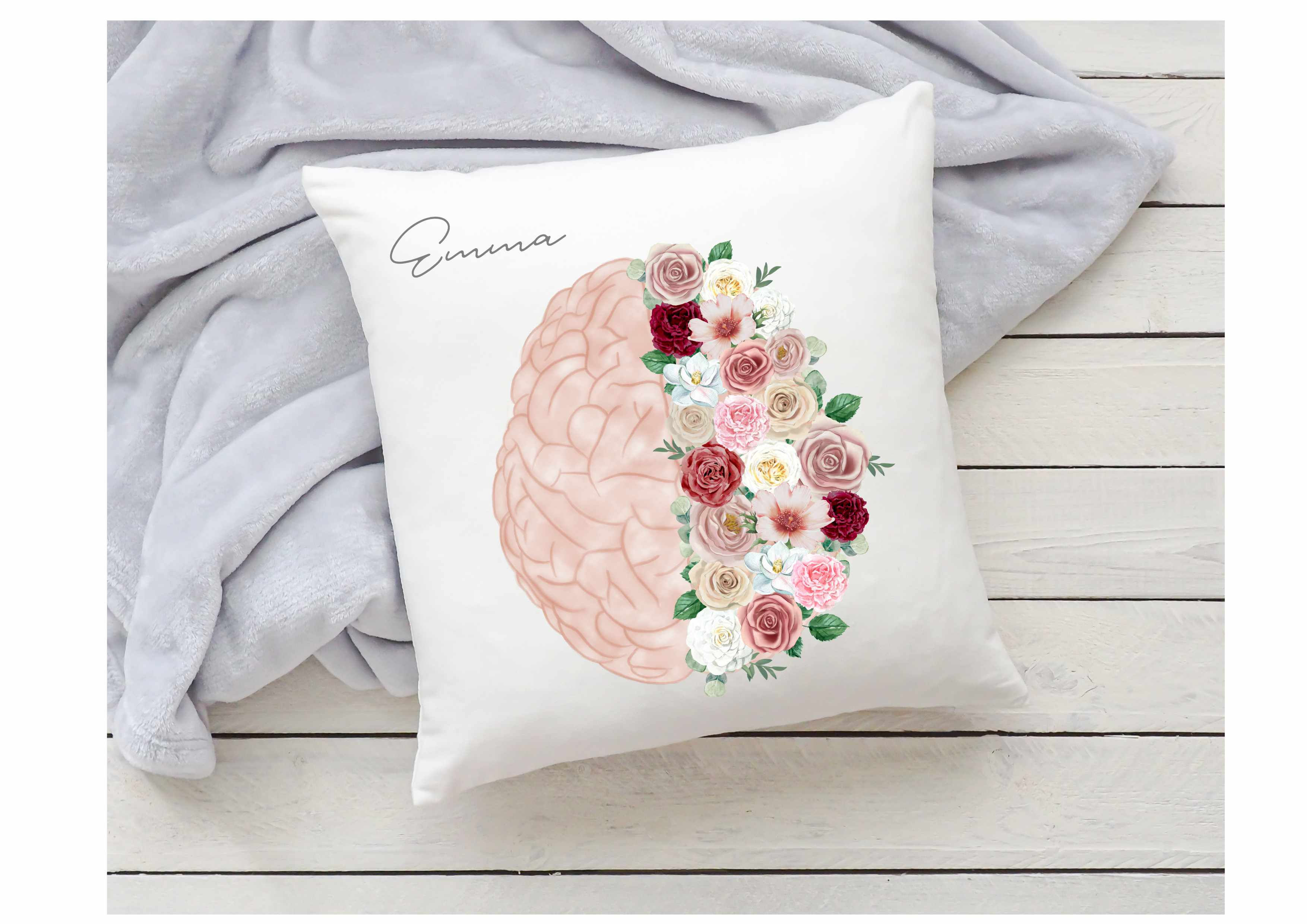Floral Brain - Migraine, Mental Health - Cushion