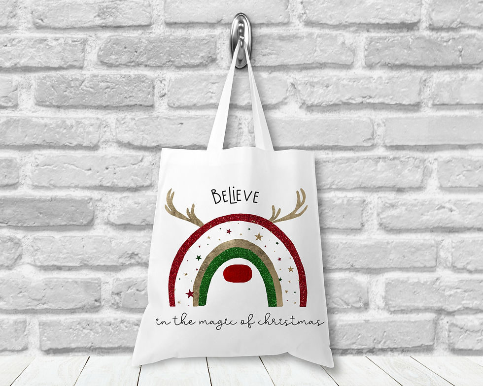 Reindeer Christmas Reusable Shopping Bag, Christmas Eve Bag, Sack, Fully Personalised