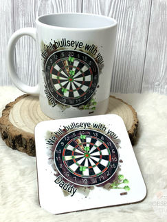 Darts Mug and Coaster -
You will hit the bullseye with this darts Mug and Matching Coaster! Fully personalised your way and a choice of 4 colours too....
