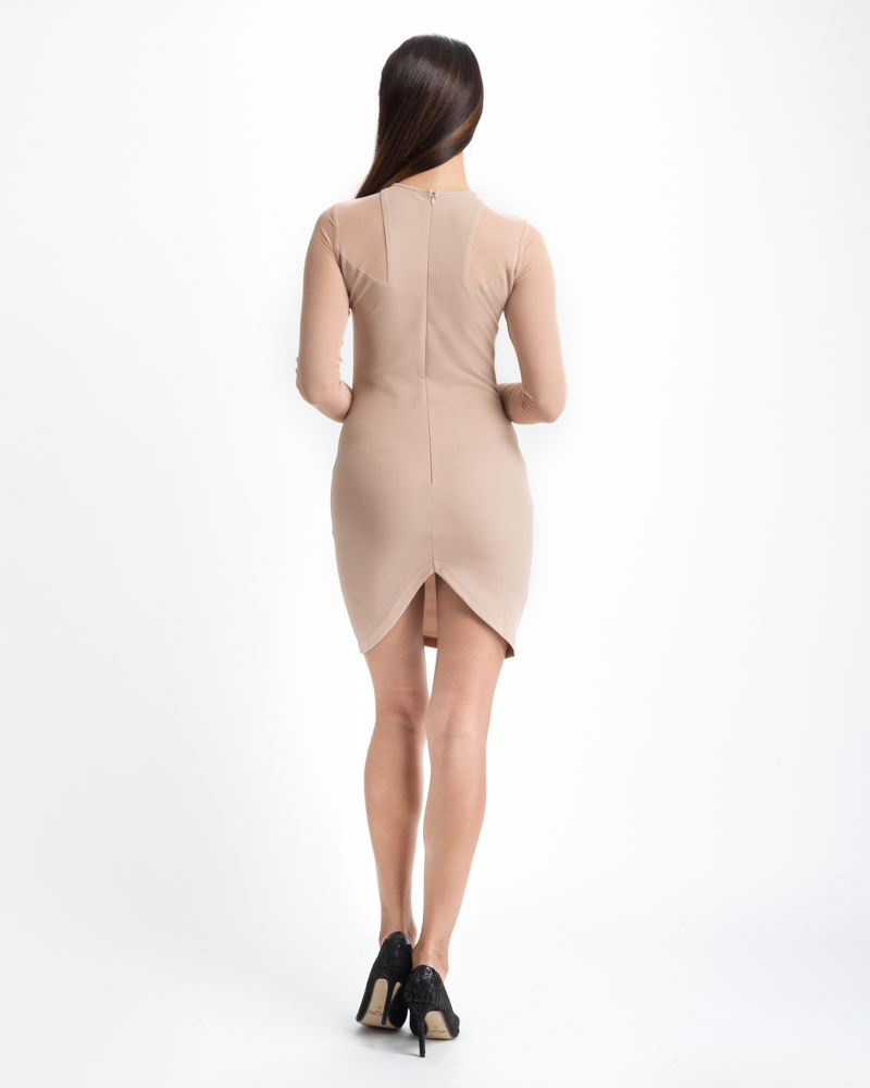 Thumbnail: Solid Beige Mesh Dress