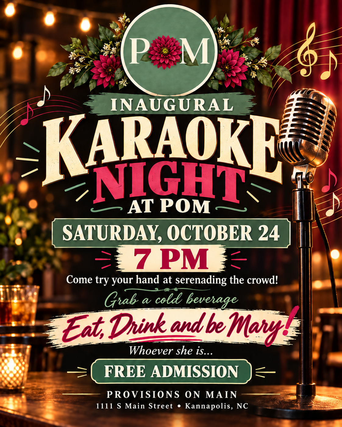 POM Karaoke - Open to the public for singing and viewing