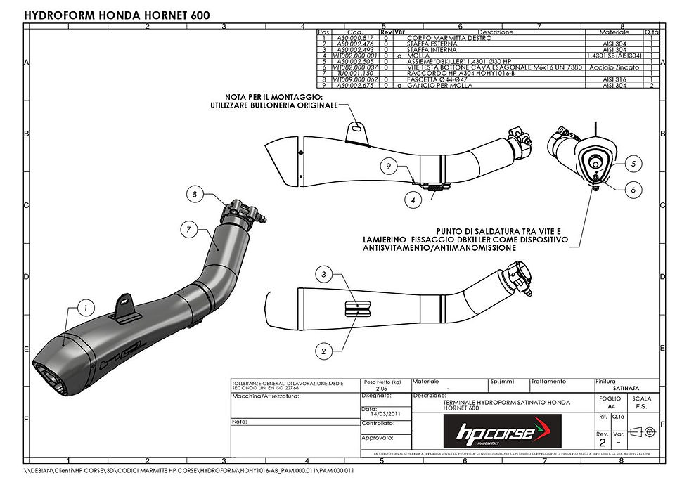 Miniatura: HPCORSE HYDROFORM SATIN OMOLOGATO HONDA HORNET 600 2007-2013
