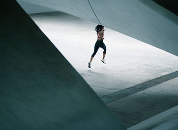 Girl Running in Urban Scenery