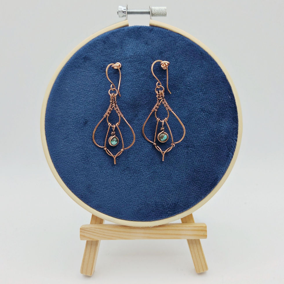 Thumbnail: Art Deco Tibetan Turquoise Earrings 