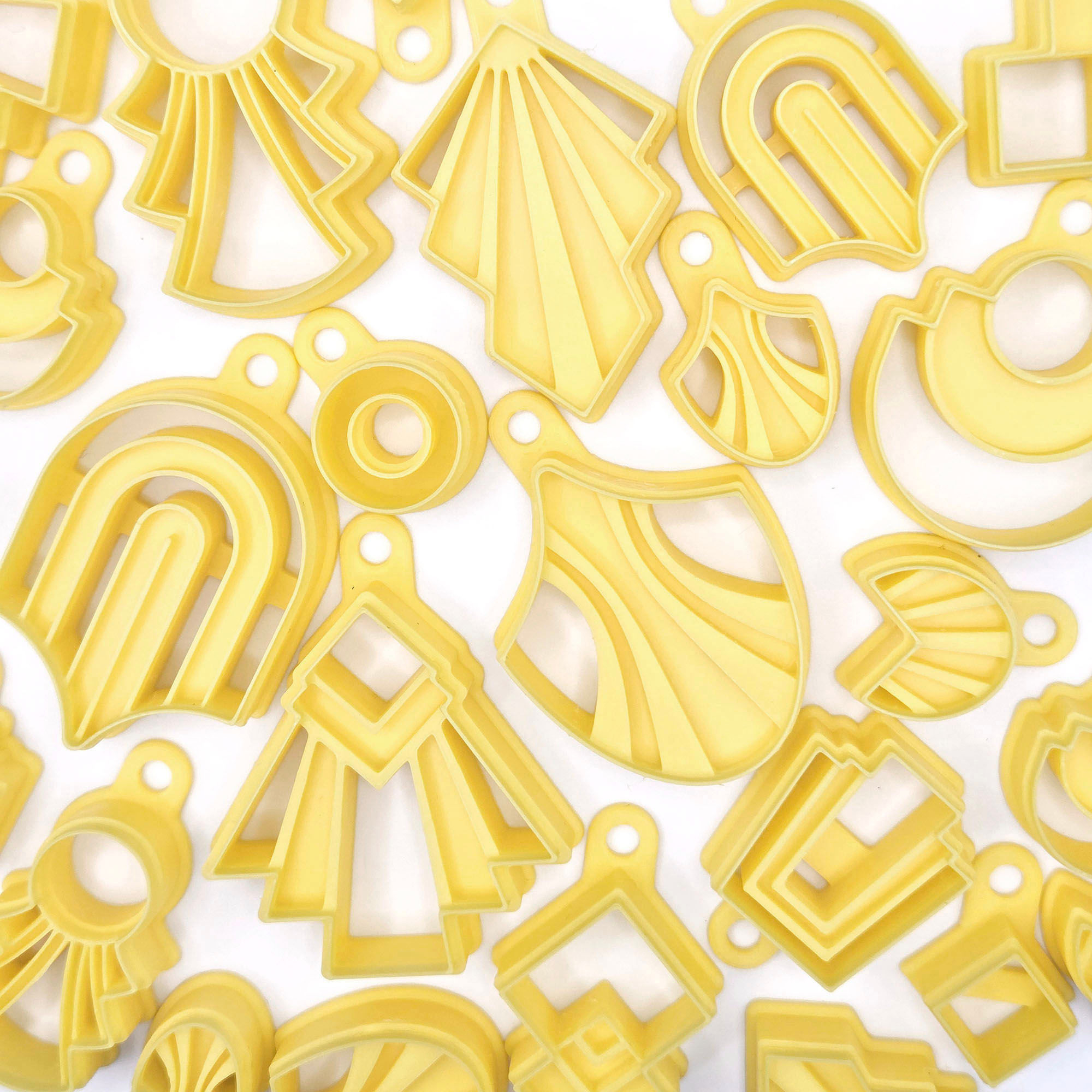 Art Deco Geometric Shape Embossed Polymer Clay Earring Cutters - Full Set (28)
