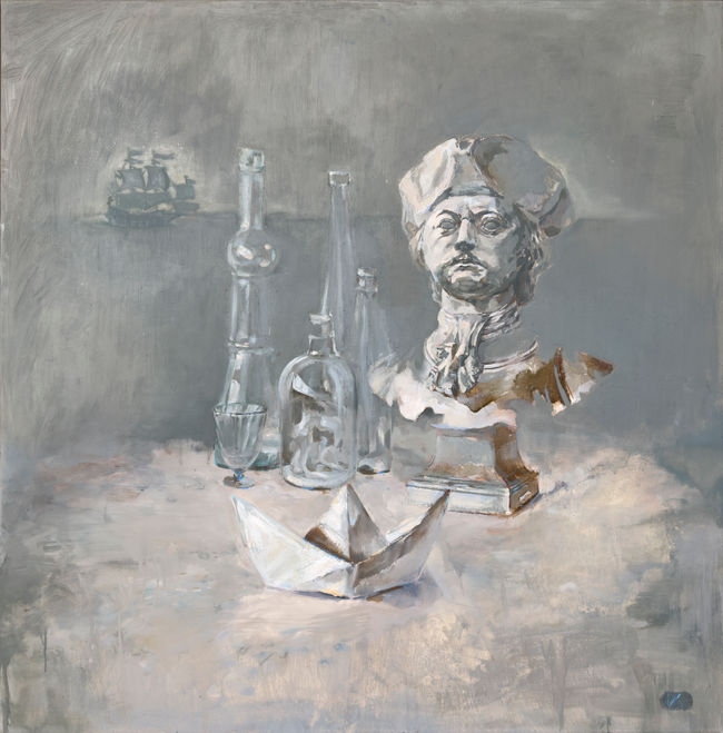 "Still life with paper boat". 90х90сm, oil on canvas. 2022

"Натюрморт с бумажным корабликом". 90х90сm, масло на холсте. 2022