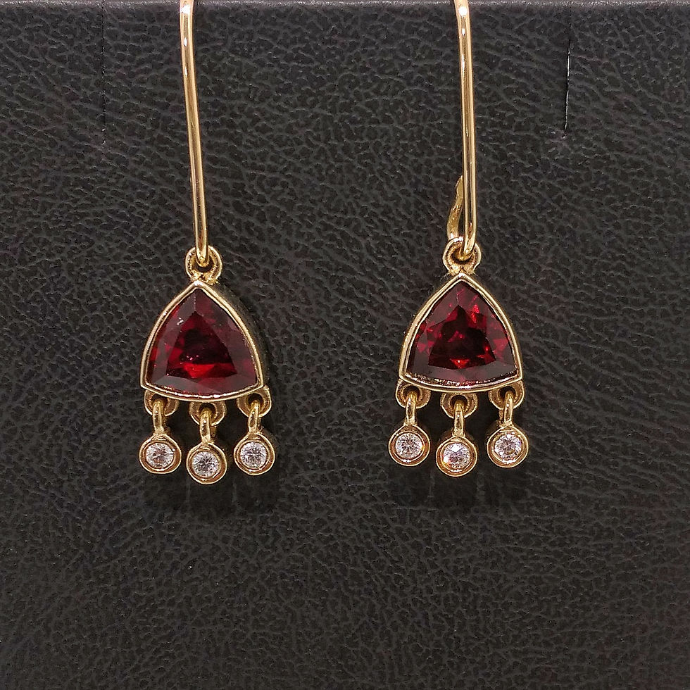 Thumbnail: Gold Diamond and Garnet earrings