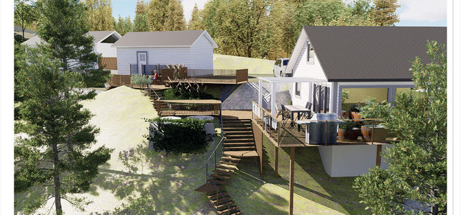 3D vy för trädgårdsdesign förslag