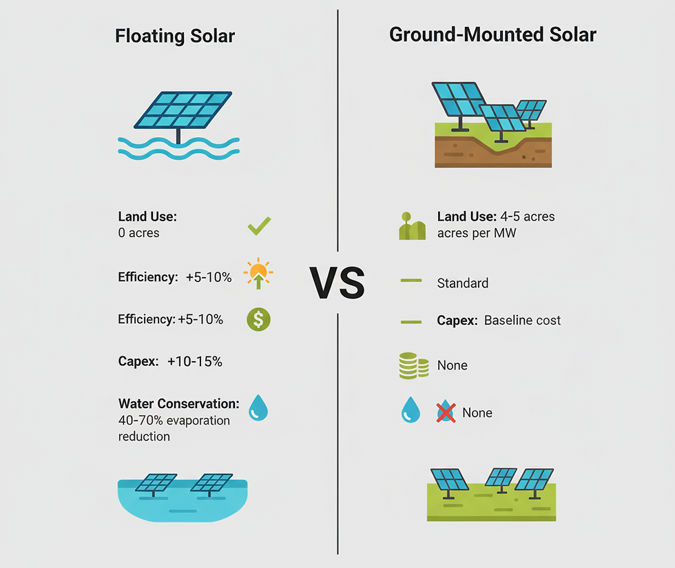 Floating Solar vs. Ground-Mounted Solar.