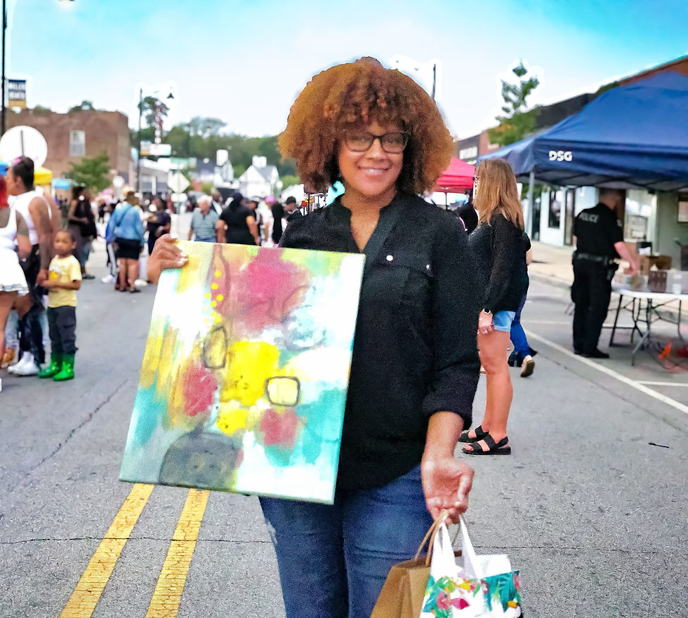 Kimberly Kimble with art at Fest in the First 2025