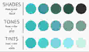 blue shades, tones, and tints.
