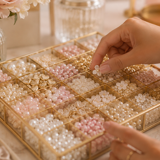 Close-up of guests selecting embellishments from the ADISAA Accessory Bar.