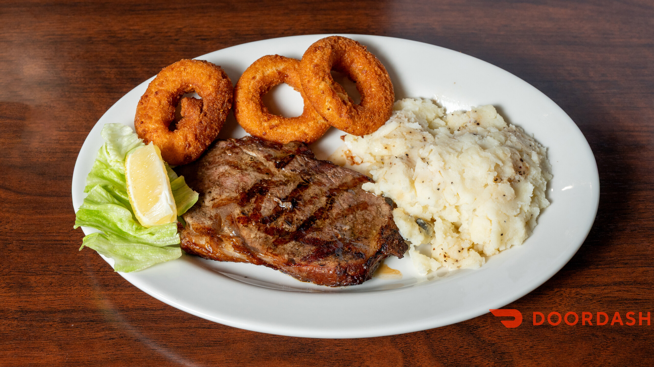 Char-grilled sirloin steak plate at Mayfair Seafood
