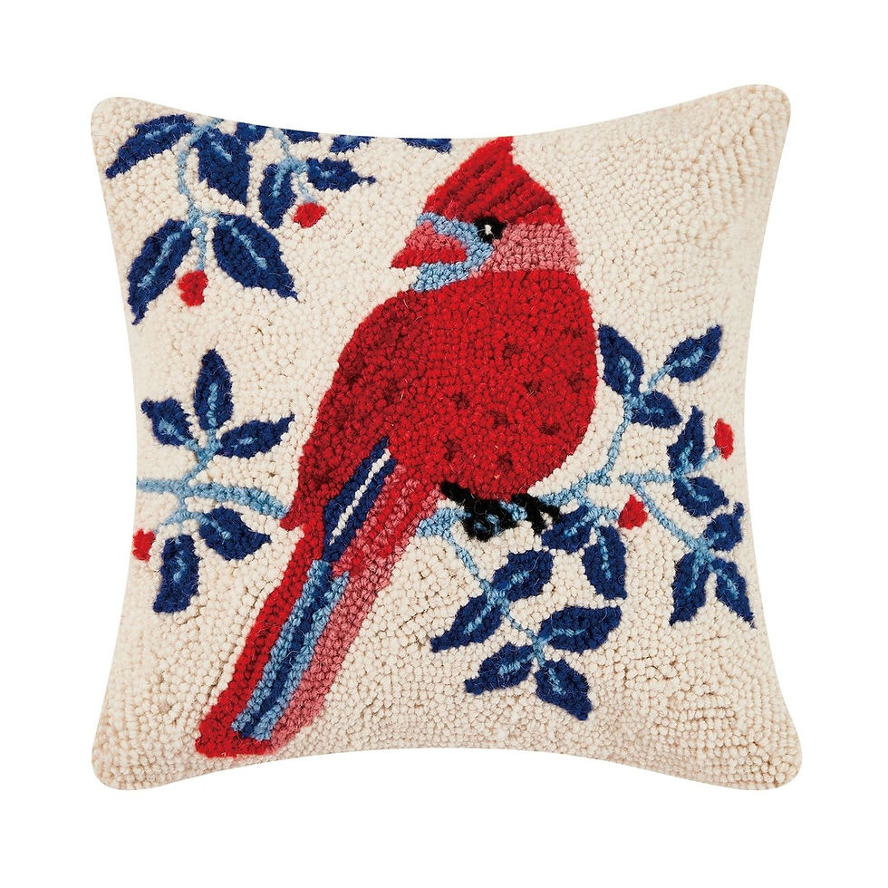 Nordic Blue Cardinal Hook Pillow