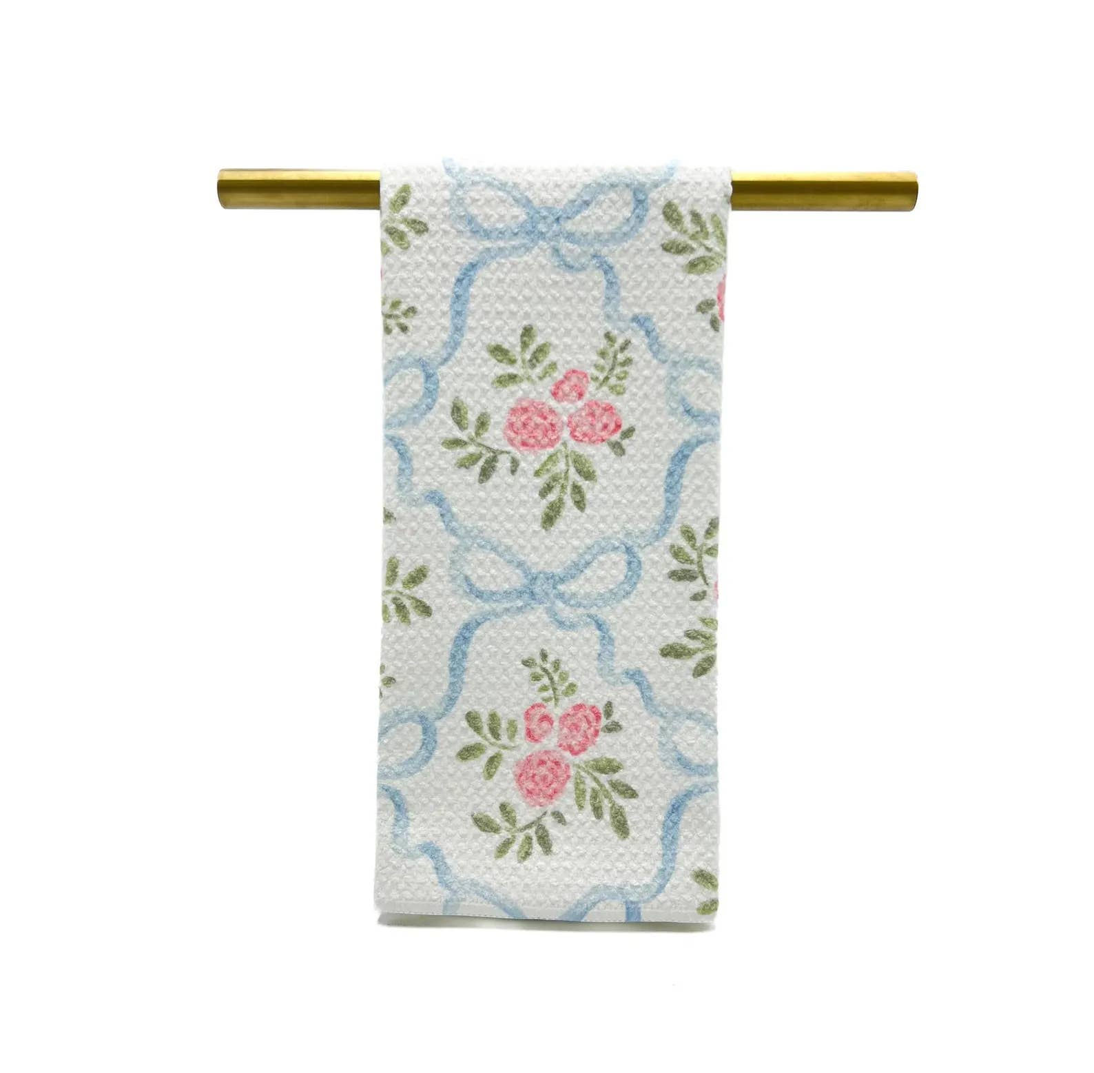 Blue Bows and Roses Tea Towel - Spring Hand Towel