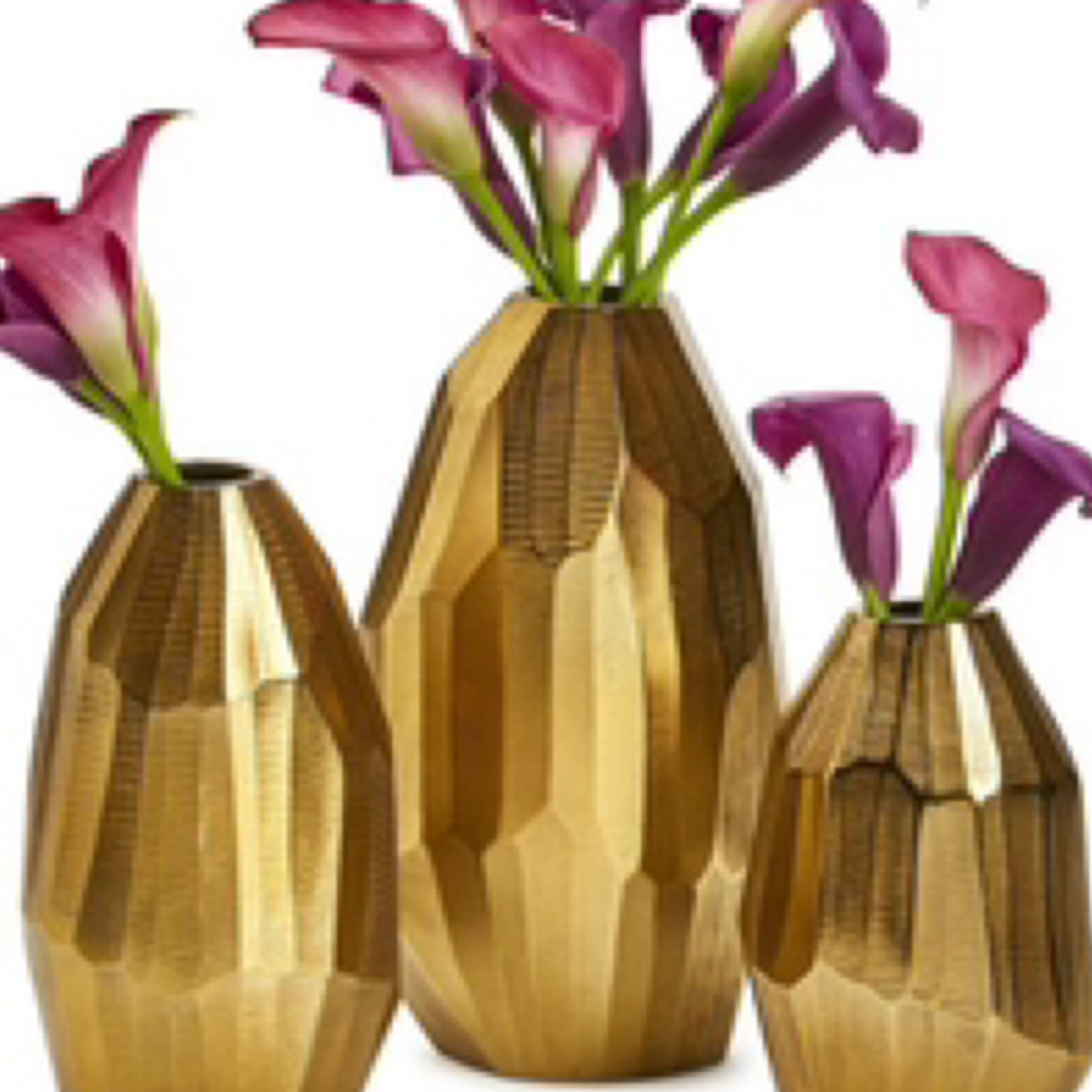 Golden Trapezoids Hand Etched Vase