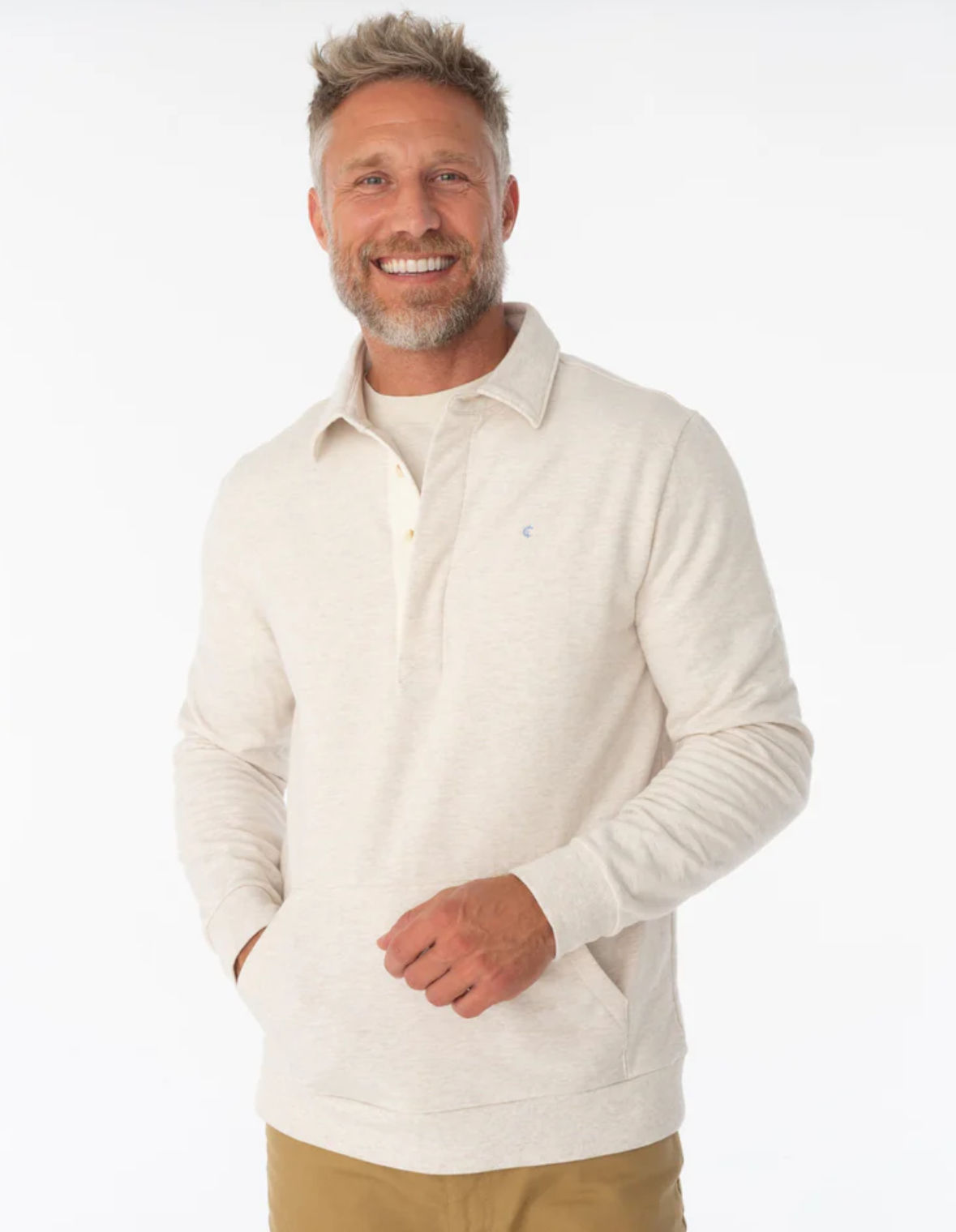 Criquet Collared Sweatshirt- Heather Oatmeal