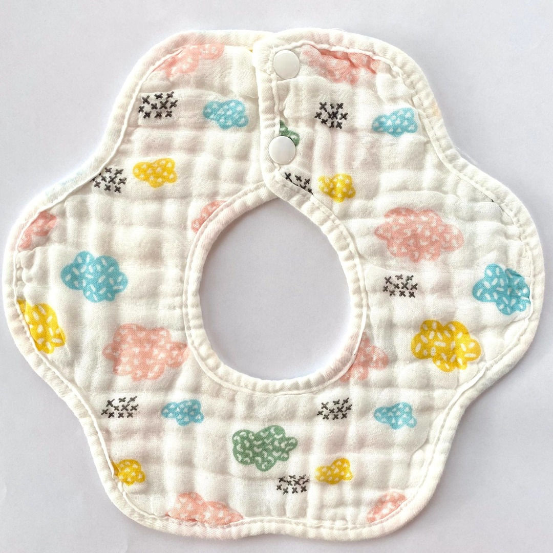Baby Drool Bib Cross-stitch Clouds
