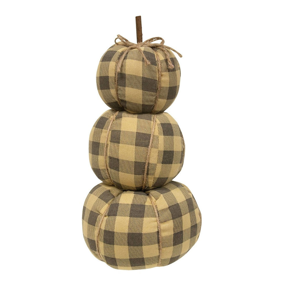 Gray Buffalo Check Pumpkin Stack