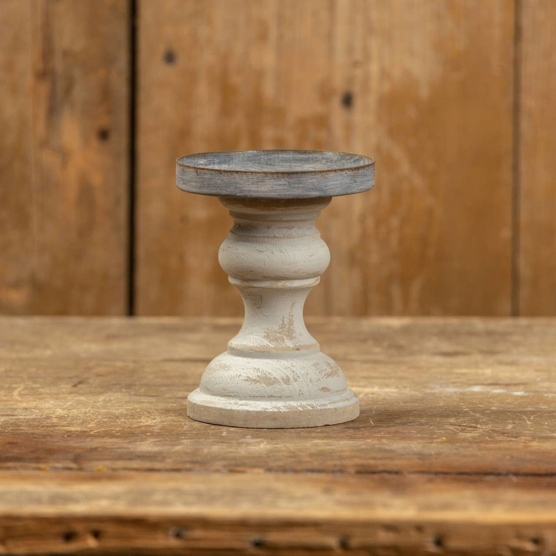 4.5" METAL/WOOD CANDLE HOLDER