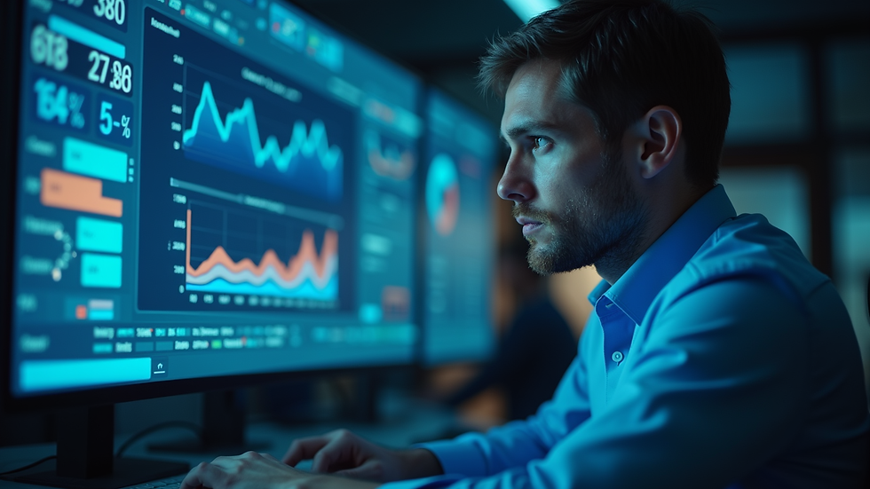 Close-up view of AI algorithm analyzing candidate data on a digital dashboard