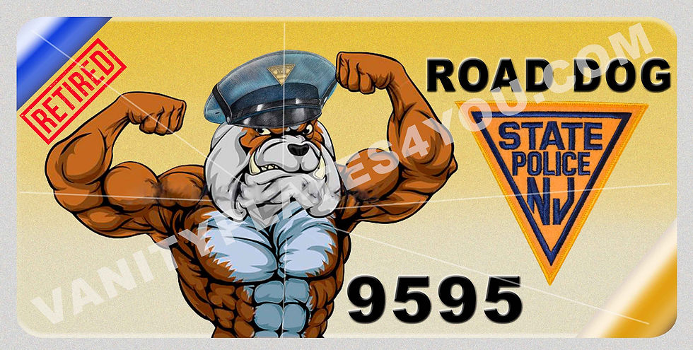 New Jersey State Police Road Dog License Plate