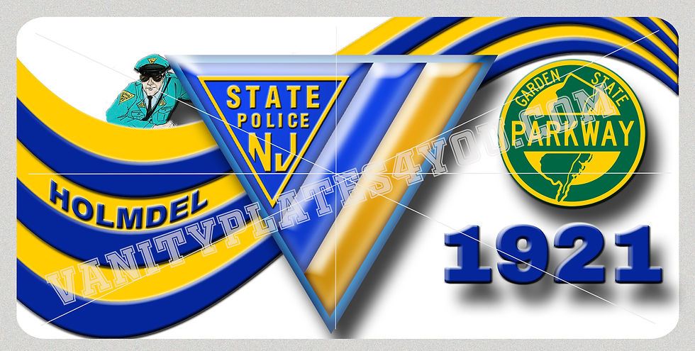 New Jersey State Police License Plate
