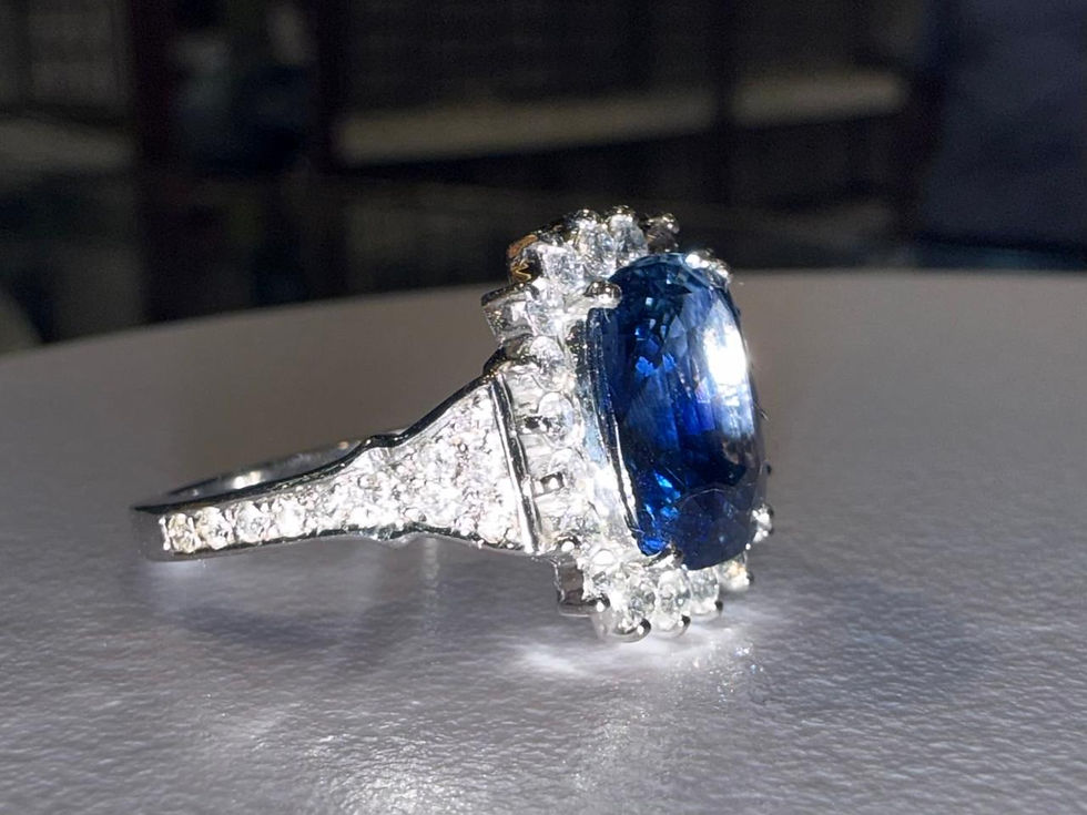 Thumbnail: "Star of Galle" Regal Ceylon Blue Sapphire & Diamond Halo Ring