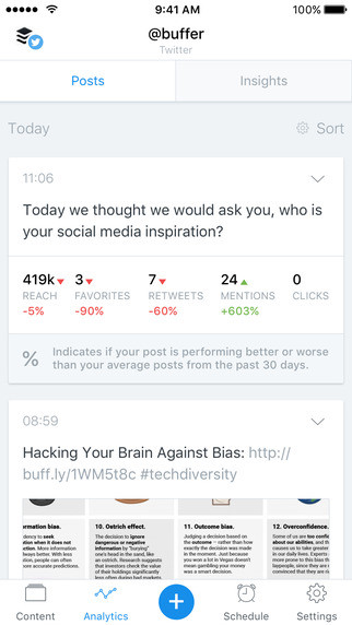 buffer 社群媒體管理分析工具 ios android