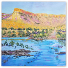 The Pentacost Crossing
100cm x 100cm
Oil on canvas
Available from Artopia Gallery, Kununurra, WA
