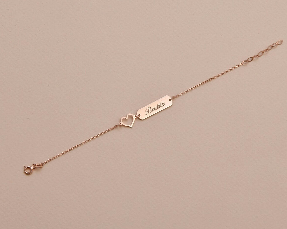 Miniature : Bracelet Cœur Gravé –  en Argent 925 Plaqué Or 18K | Orane