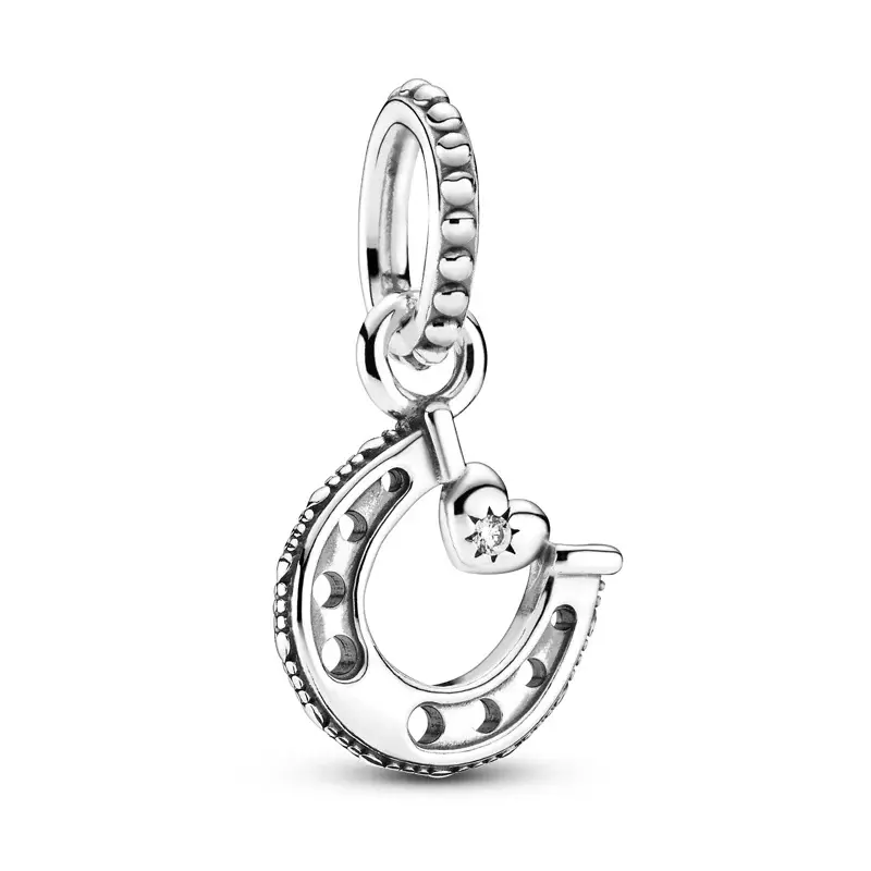 Pandora Horseshoe and Heart Dangle Silver Charm