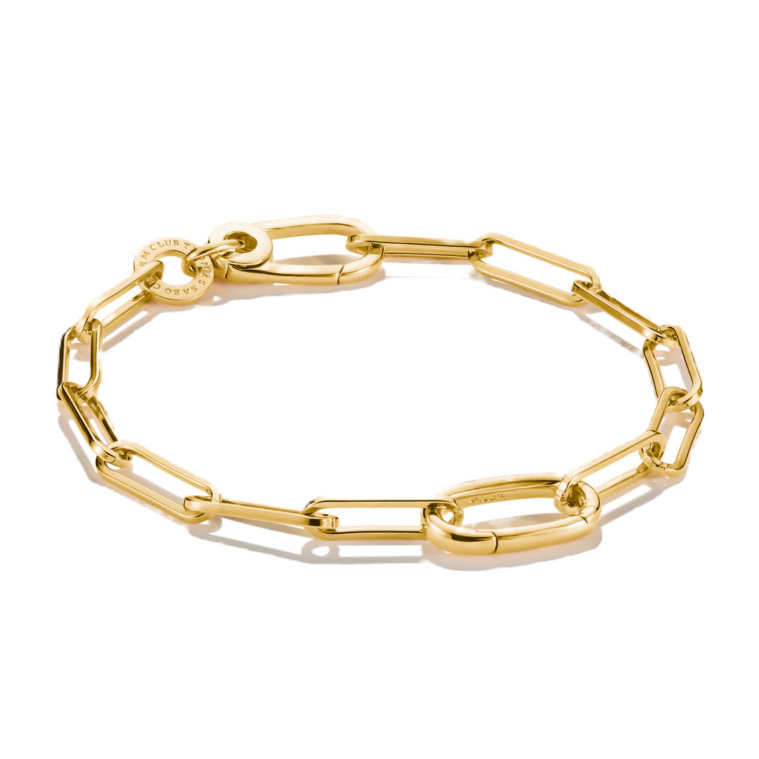 Thomas Sabo Sterling Silver Gold Tone Paperclip Connect Link Charm Bracelet