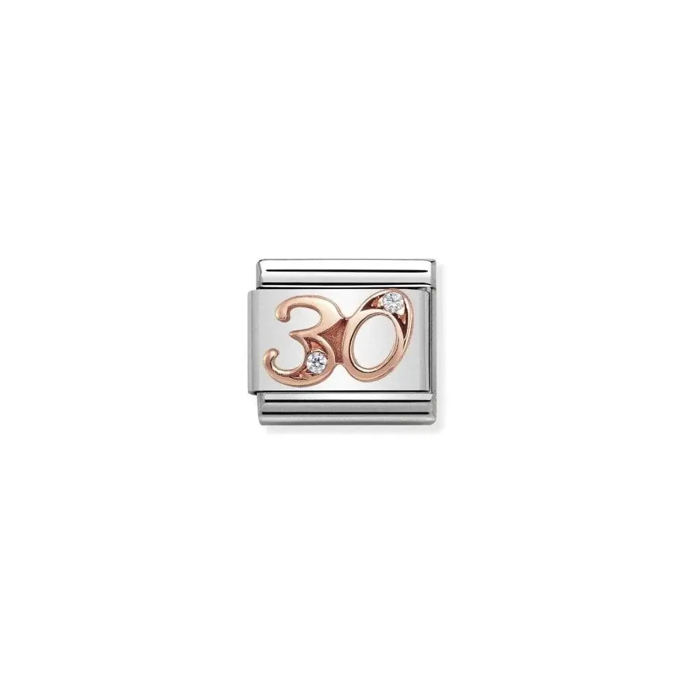 Nomination Classic Rose Gold 30 Charm Link with Cubic Zirconias