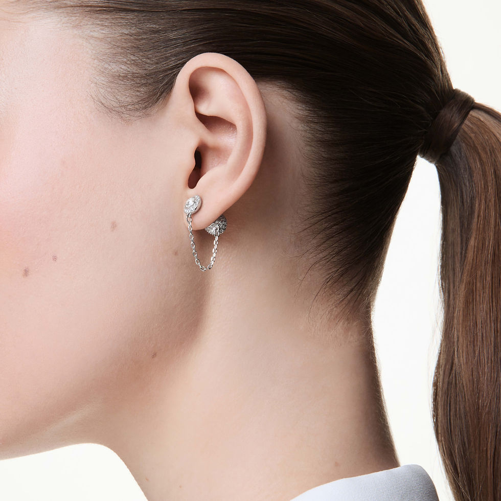 Thumbnail: Swarovski Una Angelic Rhodium Round Drop Earrings