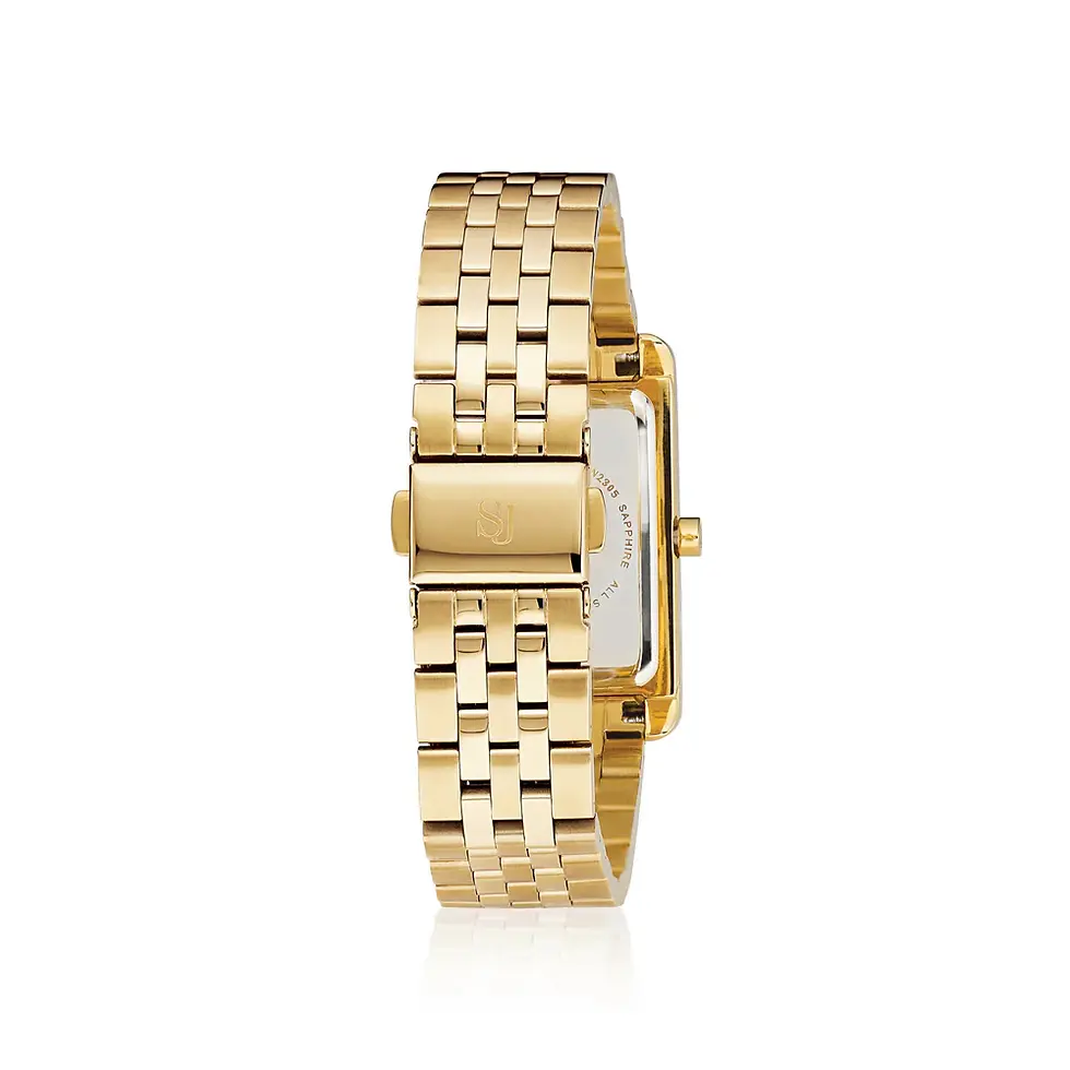 Thumbnail: Sif Jakobs Martina Stainless Steel Gold Tone Blue Sunray Dial Clear CZ Watch