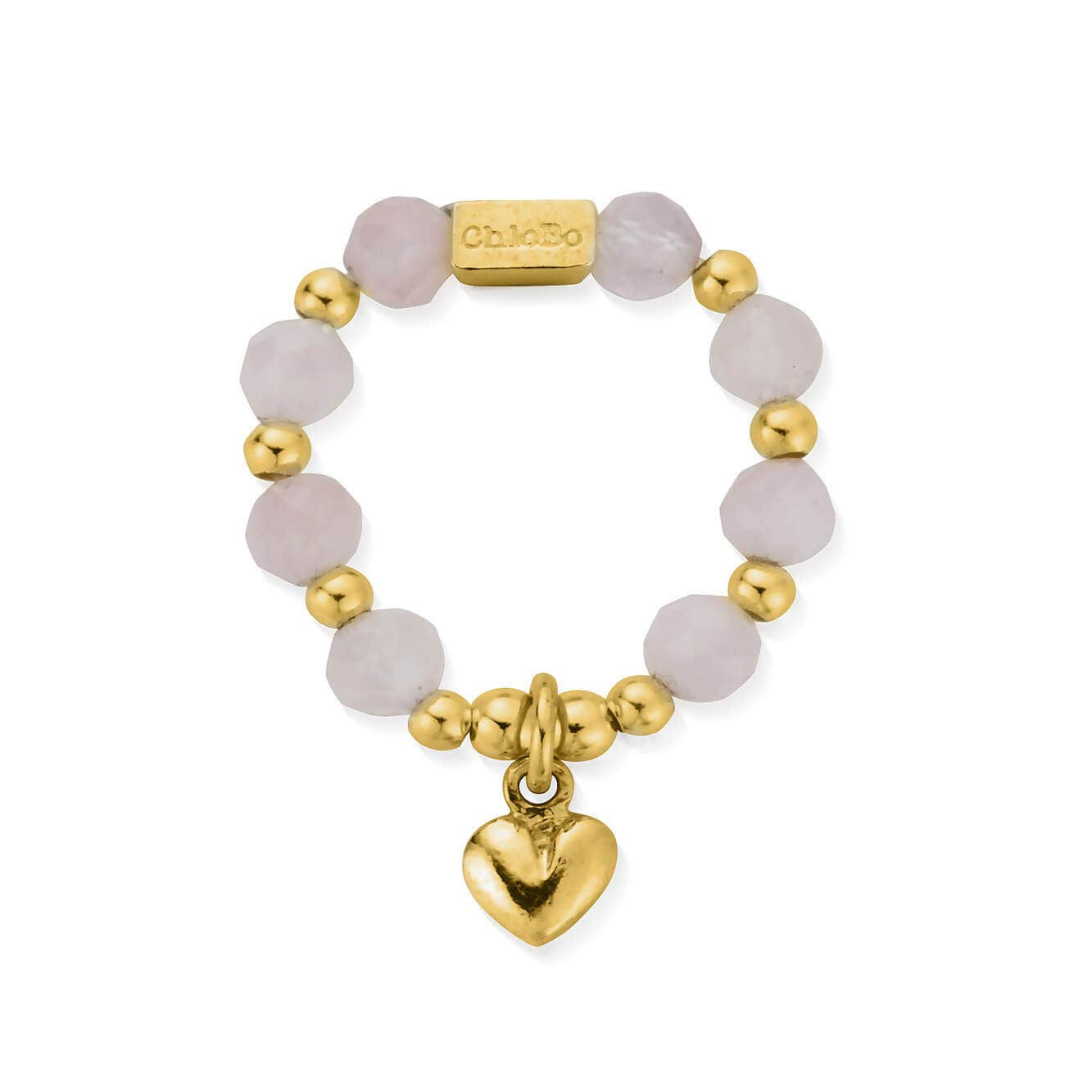 ChloBo Sun Lover Rose Quartz Gold Tone Ring  - GR_RQ4014