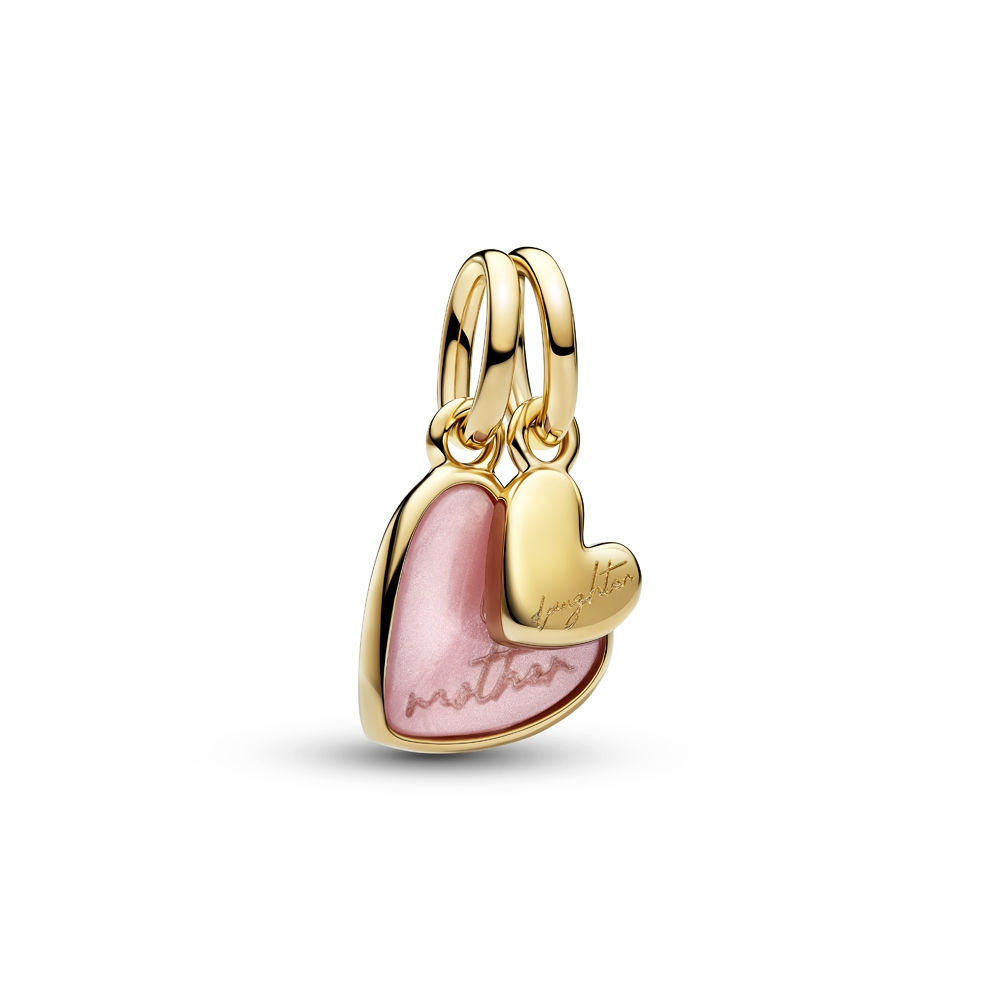 Pandora Gold Plated Mother Daughter Splittable Double Dangle Charm