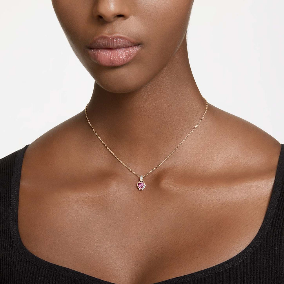 Thumbnail: Swarovski Chroma Gold Tone Red Heart Necklace
