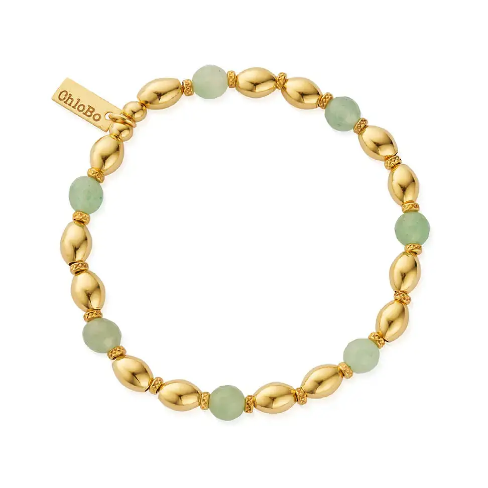 ChloBo Gold Tone Good Fortune Aventurine Bracelet