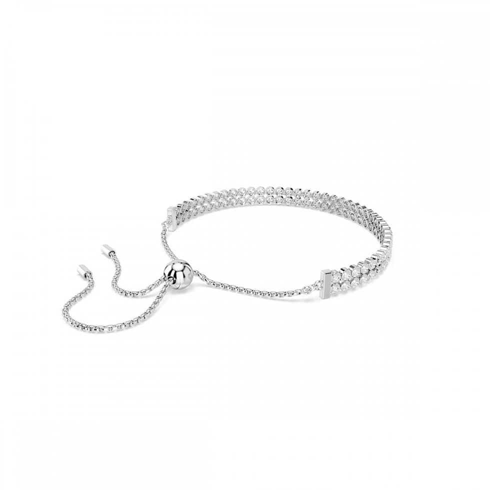 Thumbnail: Swarovski Double Matrix Round Cuts Tennis Adjustable Slider Bracelet